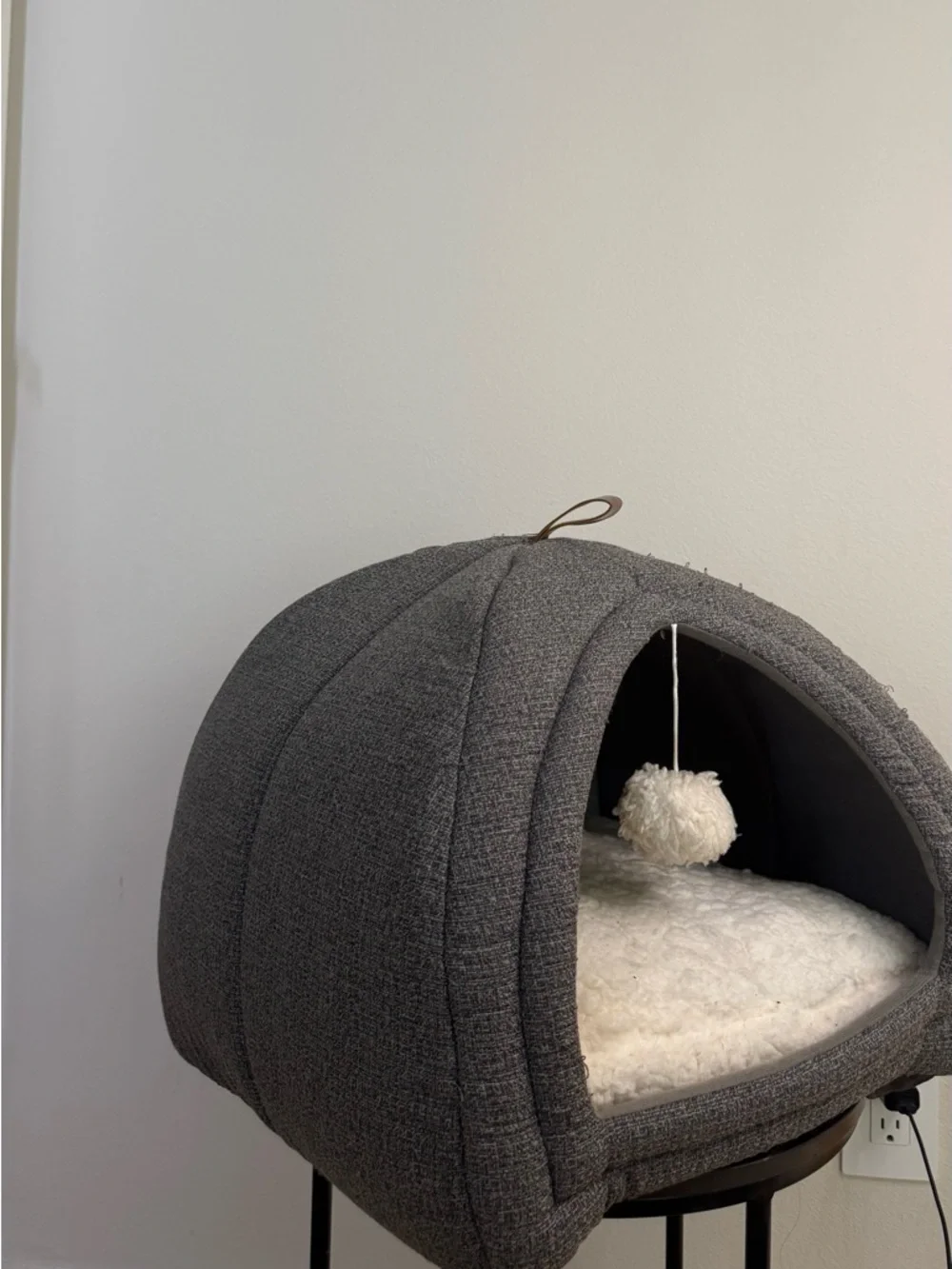 Gray Pet Cave Bed with Plush Interior - Brand